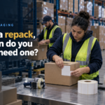 what is repack - Korpack - Packaging Solutions for Complex Businesses Headline about repack in a bustling warehouse with workers packing boxes, labeled 'Contract Packaging'.